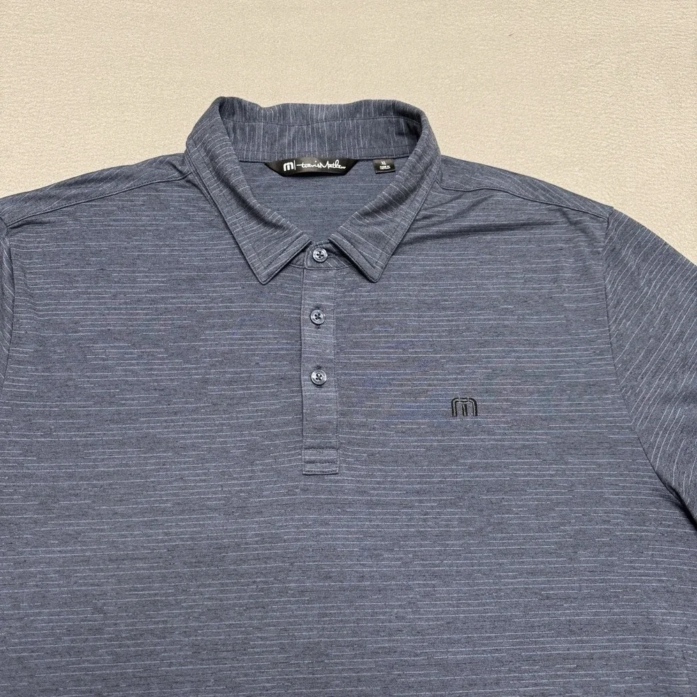 Travis Mathew Polo Shirt Mens XL Blue Golf Performance Stretch Casual‎ Preppy - Picture 2 of 7